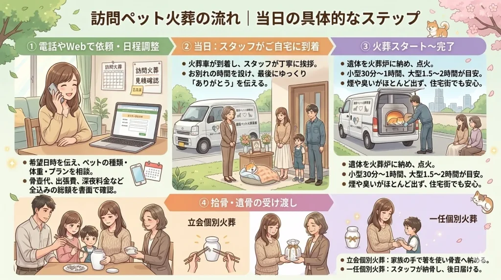 訪問ペット火葬の流れ|当日の具体的なステップ